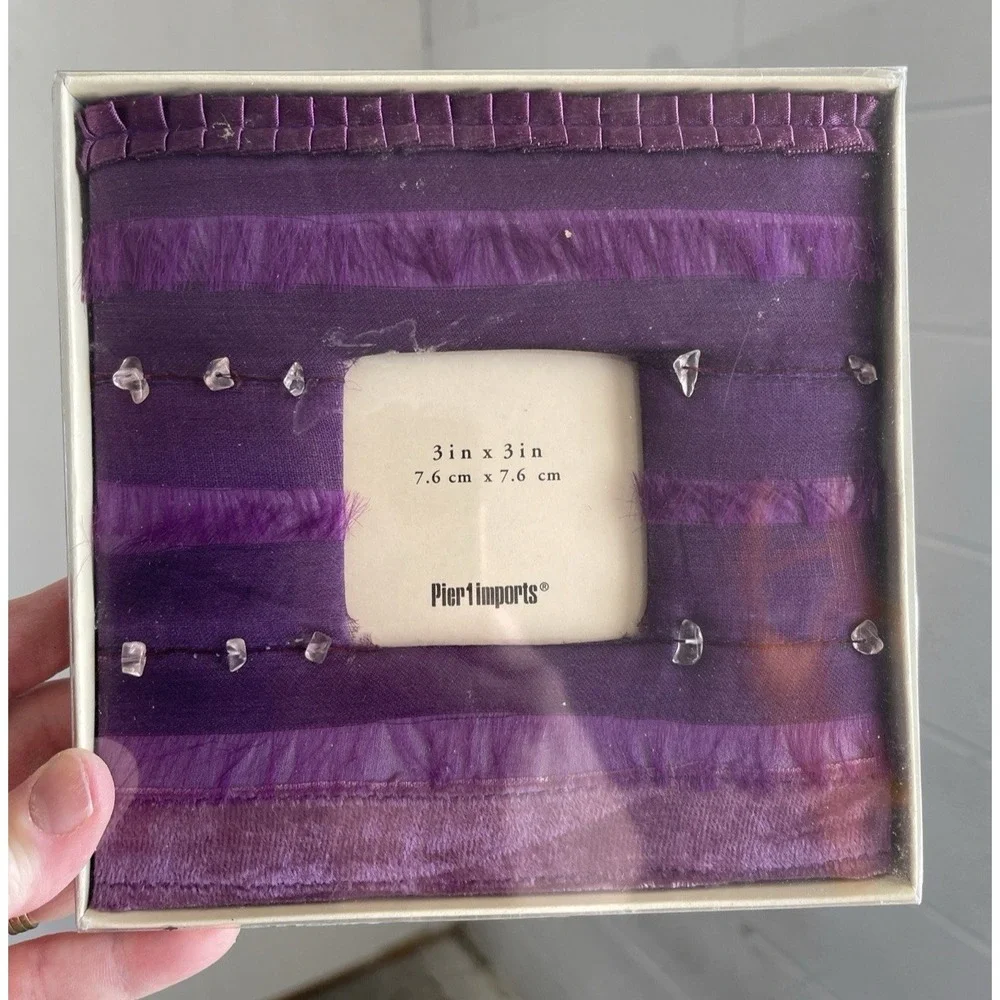 Pier 1 Imports Picture Frame Satin Beaded & Ribbon 3